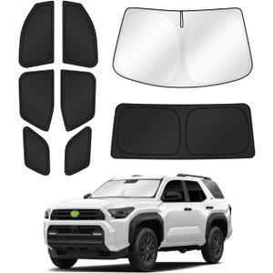 Canvcle Sunshades for 2025 2026 Toyota 4Runner Accessories Windshield Sun Shade Side Rear Window Shade Cover Sun Visor Shield Privacy Protection for Camping Keep Vehicle Cool Black 8PCS