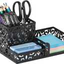 EasyPAG Desk Organizer with 3 Compartment for Pencil Sticky Note Holder and Office Accessories,Black