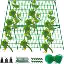 48 x 48 Inch Foldable Cucumber Trellis for Raised Bed- A-Frame Garden Trellis for Climbing Plant Outdoor with Climbing Net and Plant Support Clip for Outdoor Plants Zucchini Vegetables Tomato Flowers