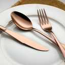 WYT Rose Gold Dinner Spoons Set for 8, Stainless Steel Rose Gold 8-Piece Flatware Spoon Set, Modern Silverware Dinner Spoons, Mirror Polished, Dishwasher Safe, 7.9 Inches