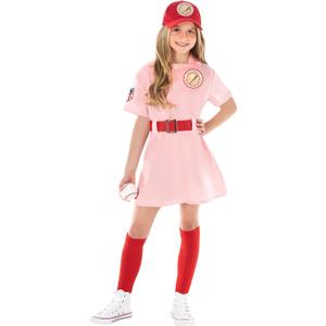 Morph Kids Baseball Costume Girls Peach Pink Baseball League Costume Outfit Halloween Costume For Girls 12-14 years, Size S