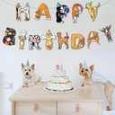 2 x Dog Birthday Garland  Photographic Puppy Faces Happy Birthday Banner, Funny Puppy Bday Party Decoration, Easy Assembly, Reusable Dog Birthday Party Supplies