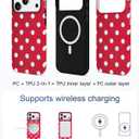 for iPhone 17 Pro Max Polka Dots Magnetic Phone Case|Compatible with MagSafe|Shockproof Slim TPU and Hard PC Protective Phone Cover|Aesthetic Cute Phone Case for Women Girl|Red and White