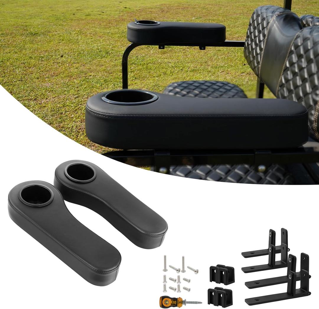 Golf Cart Armrest with Cup Holder for Rear Seat kit (black)