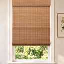 Cordless Bamboo Roman Shade, Light Filtering Blinds 38x64, Carbonized