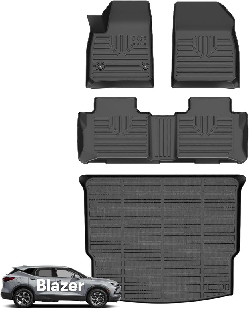 Wayhigh Floor Mats & Cargo Liner for Chevy Blazer 2019-2026 (Not for EV), All Weather TPE Car Mats Waterproof Heavy Duty Floor Liners, Floor Mats Custom Fit for Blazer Accessories