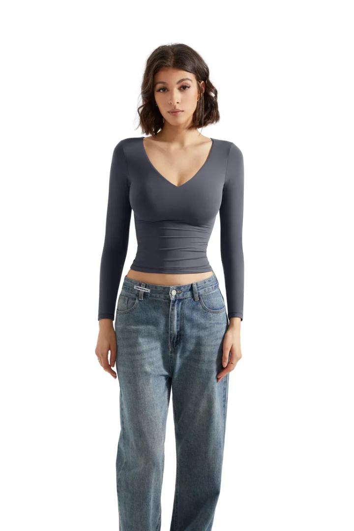 SUUKSESS 
Buttery Soft V Neck Shirt - Long Sleeve
 XS
