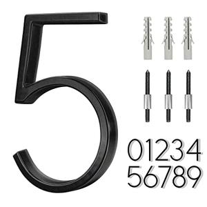 6" Stainless Steel Floating House Numbers Metal Modern House Numbers, Mailbox Decor Number with Nail Kit, Coated Black, 911 Visibility Signage 1,4,9,5,5