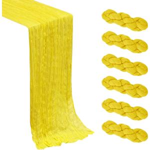 6Pack Yellow Cheesecloth Table Runner Boho Gauze Cheese Cloth Table Runners Sheer Yellow Table Runners for Wedding Party Baby Shower Birthday Home Decor