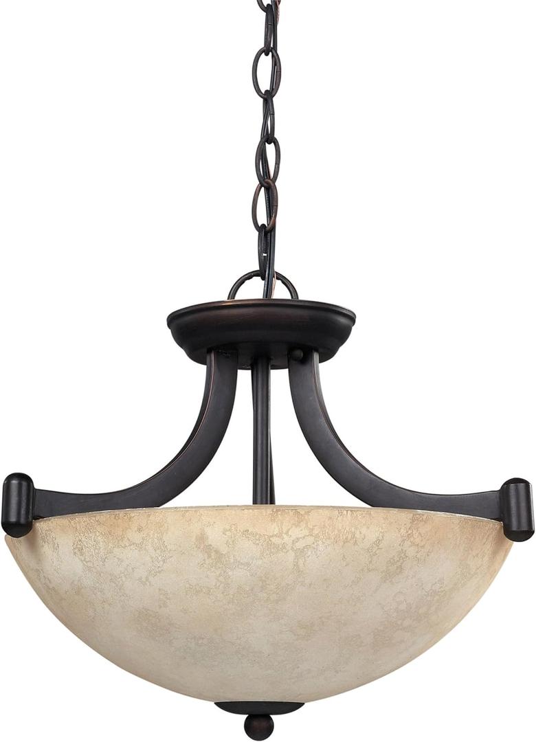 Canarm ICH375A03RA14 3 Light Warren Dual Large Pendant Light Fixture, Bronze