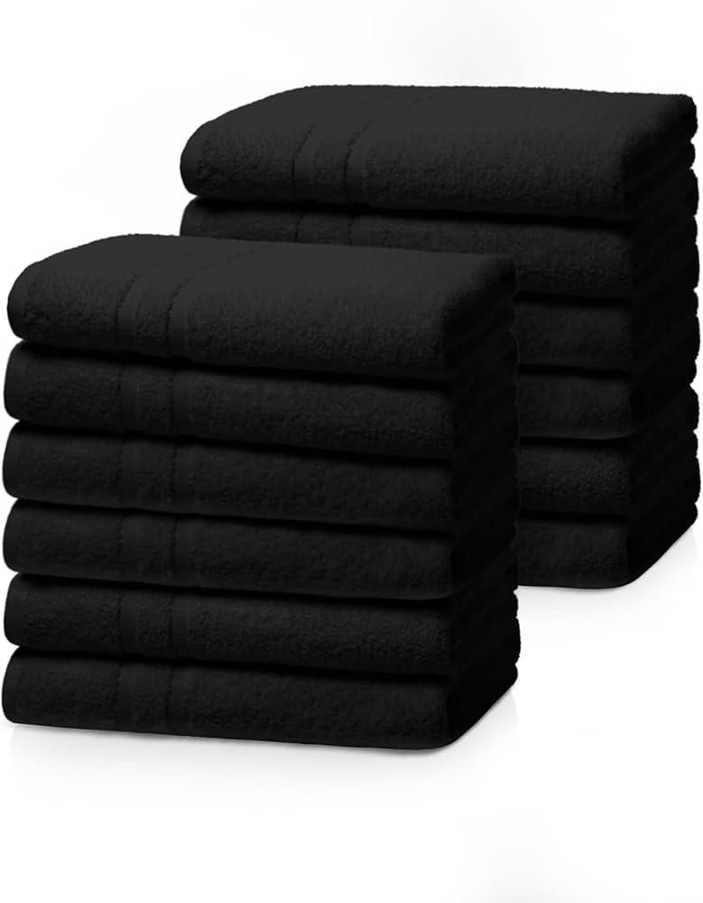 Avalon Towels, Set of 30, Black, 11"x12"