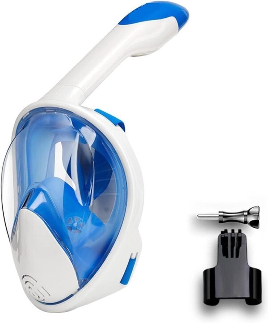 Dive Portable Lungs Professional Snorkeling Diving Mask Underwater Full Face Snorkel Mask Anti Fog Goggles for Adult Swimming Equipment Using More Safer, White Dark Green (Small-Medium)