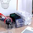 4 Pcs Cord Organizer Box, 8 x 4 x 2 Inch Small Clear Plastic Cable Organizer Box with Lid 6 Compartments Cord Boxs for Home, Office, Desktop Organization