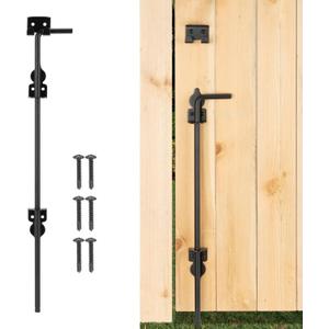 18" Cane Bolt Heavy-Duty Drop Rod for Gate, Gate Ground Latch for Wooden Fences Metal Gates Doors, Metal Gates Doors Stopper for Gate Ground, Wrought Iron Gate Latches, Black Finish(1 Pack)
