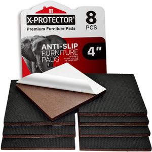 X-PROTECTOR Non Slip Furniture Pads - 8 pcs Premium Furniture Grippers 4"! Self-Adhesive Rubber Feet Furniture Feet - Ideal Non Skid Furniture Pad Floor Protectors - Keep Furniture in Place!