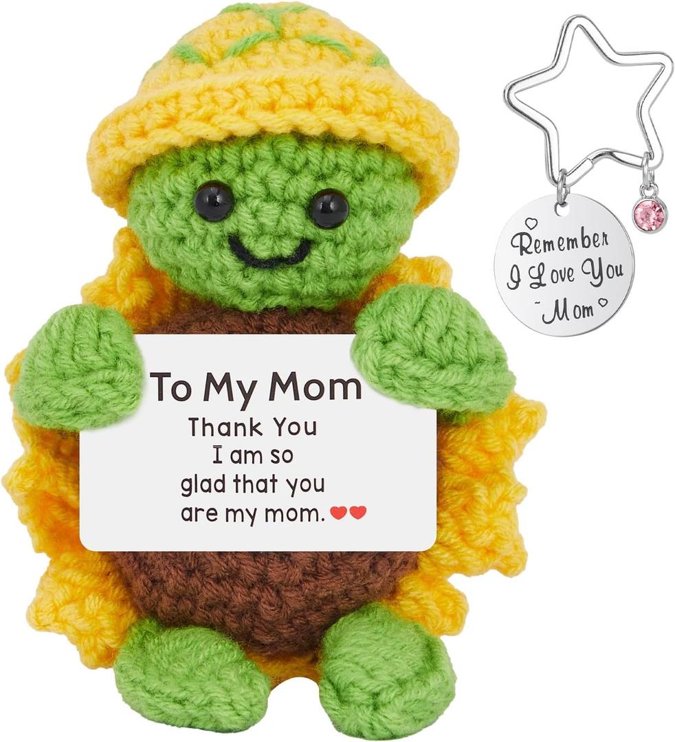 Handmade Positive Crochet Turtle – Mini Funny Cute Turtle Mothers Day Gifts for Mom from Daughter Son, Emotional Support Small Present for Mama, Mommy, Mother in Law, Birthday Gift