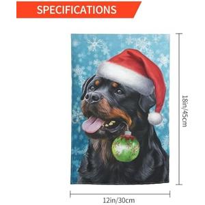 Merry Christmas Tree Rottweiler Dog Cute Snowflakes Garden Flag Welcome Party Outdoor Outside Decorations Picks Home House Garden Yard Decor 12x18 Inch