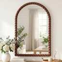 36"x24" Arched Solid Wood Farmhouse Decorative Wall Mirror