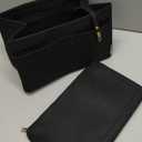 ZTUJO Purse Organizer Insert, Felt Bag Organizer with Metal Zipper, Handbag & Tote Shaper, For Speedy Neverfull Tote, 7 Sizes (Large, Black)