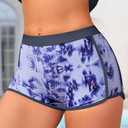 Yonique 3 Piece Athletic Tankini Swimsuits for Women with Shorts Swim Tank Tops with Sports Bra and Boyshorts Bathing Suits XL Blue Tie Dye