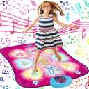 SUNLIN Dance Mat - Dance Mixer Rhythm Step Play Mat - Dance Game Toy Gift for Kids Girls Boys - Dance Pad with LED Lights, Adjustable Volume, Built-in Music, 3 Challenge Levels (3-12 Years Old) (Pink)