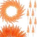 100 Pcs Fall Orange Pine Picks for Wreath Making Supplies Artificial Halloween Picks Vases Centerpieces Fall Candle Rings Craft DIY Garland Autumn Thanksgiving Harvest Festival Decoration