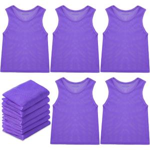 Sintege 12 Pcs Soccer Pinnies Pennies Jersey Scrimmage Vest Sports Practice Jersey Mesh Basketball Vest for Youth Adult Kids (Purple, S)