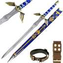 FULL TANG Carbon Steel Master Sword SHARPENED Skyward Limited Edition Deluxe w Belt, 14-Blue-BRB