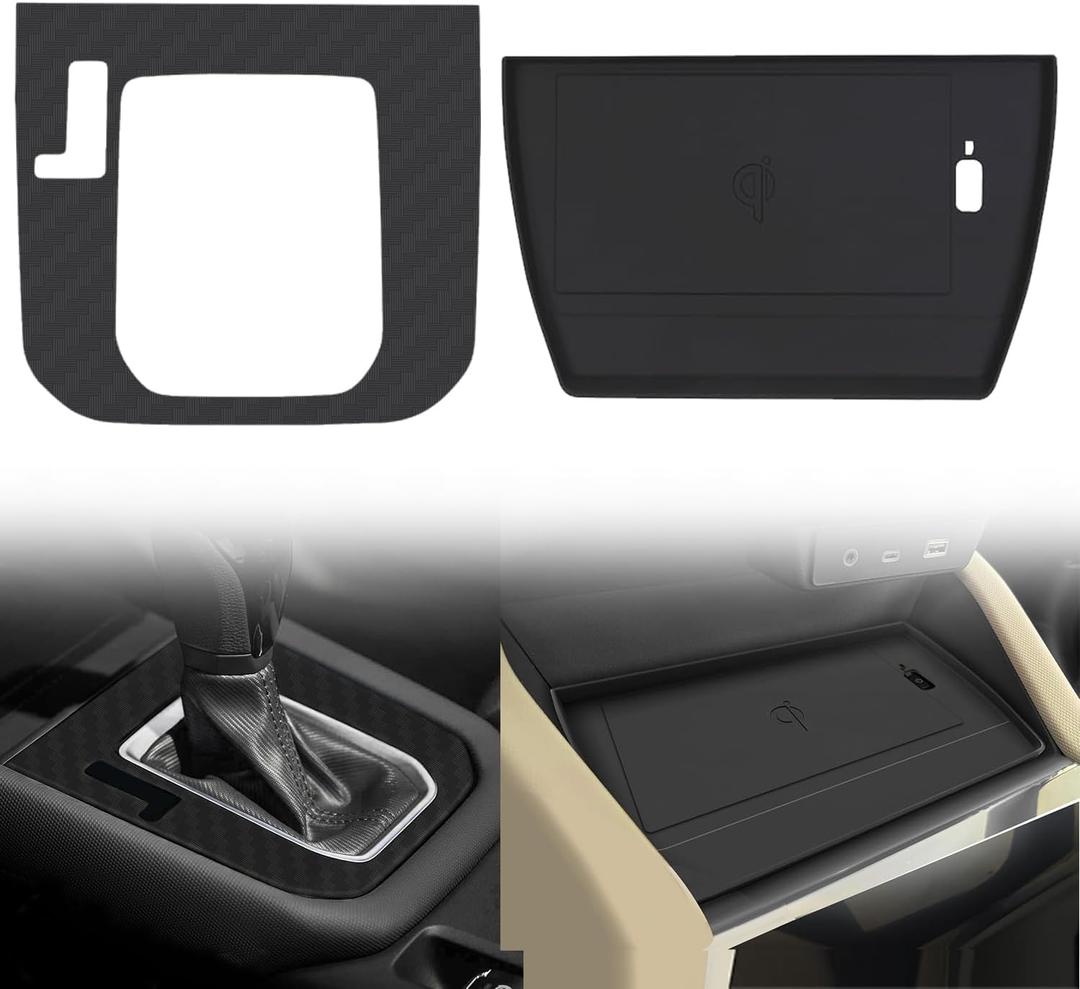 Center Console Wireless Charging Protective Mat and Center Console Cover Carbon Fiber fits for 2025 Forester Accessories Inserts Liner Anti-Slip Anti-Dust Waterproof Mats