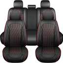 Huidasource Black & Red Car Seat Covers, Waterproof Faux Leather Universal Fit Most Cars Sedans SUVs Trucks Airbag Compatible, Cup Holder Access, Car Seat Compatible, Easy Install, Wipes Clean