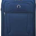 DELSEY PARIS Helium DLX Softside Expandable Luggage with Spinner Wheels, Navy Blue, Checked-Medium 25 Inch