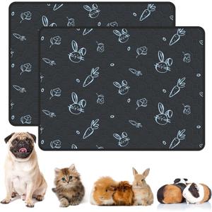 2-Pack Guinea Pig Cage Liner Washable, 36in x 48in Ultra-Absorbent Guinea Pig Bedding for Cage Non-Slip Leak-Proof Pee Pads for Dogs Rabbit Bunny Cat Litter Mat, Navy