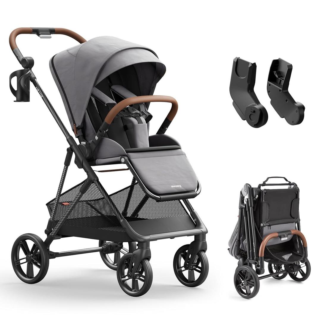 MAMAZING Air Lux Baby Stroller, Strength Carbon Fiber Frame & Only 15.8lbs, Newborn Stroller with Car Seat Adapter, One-Hand Compact Folding & Reversible Seat, Infant Insert & Cup Holder Included (Cinder) Seat Only