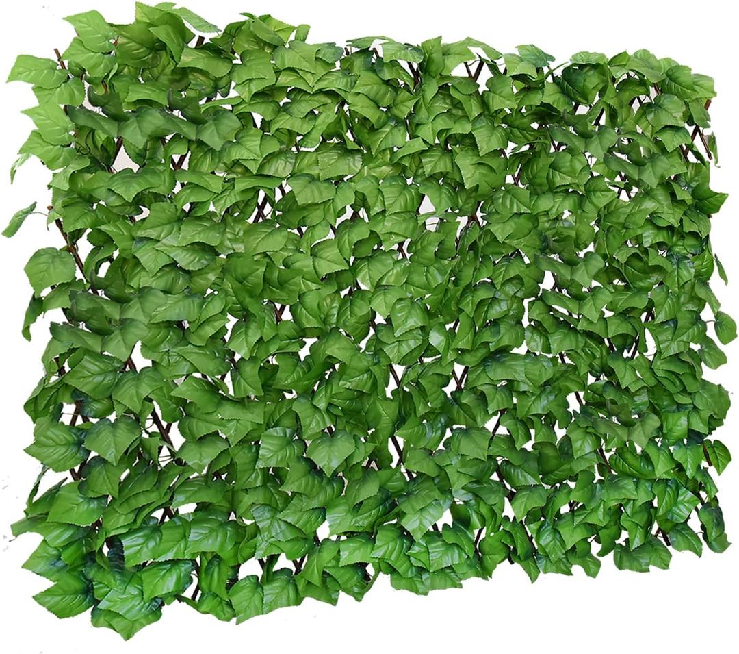 Expandable Fence Privacy Screen for Outdoor Patio Balcony Garden Wall, Faux Ivy Privacy Fence, Artificial Leaf Fencing Panel (Single Sided Leaves) (Light Green)