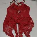 Avidlove Women Lingerie Floral Lace Harness Lingerie Bodysuit One Piece Teddy Babydoll Nightgown (Medium, A-wine Red)