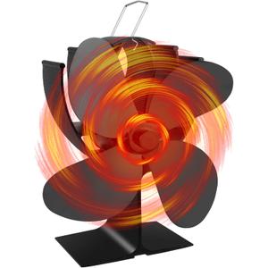 Wood Stove Fan Fireplace 4 Blade Heat Powered Stove Fans for Woods Log Wood Burner Fireplace Eco Friendly Fan for Home
