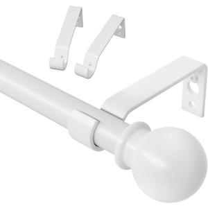 White Curtain Rods for Windows 28 to 60 inch, Adjustable Curtain Rod Set with Brackets Easy Install, Decorative Slender 5/8 Diameter Drapery Rod, Heavy Duty Drape Pole for Living Room, Bedroom