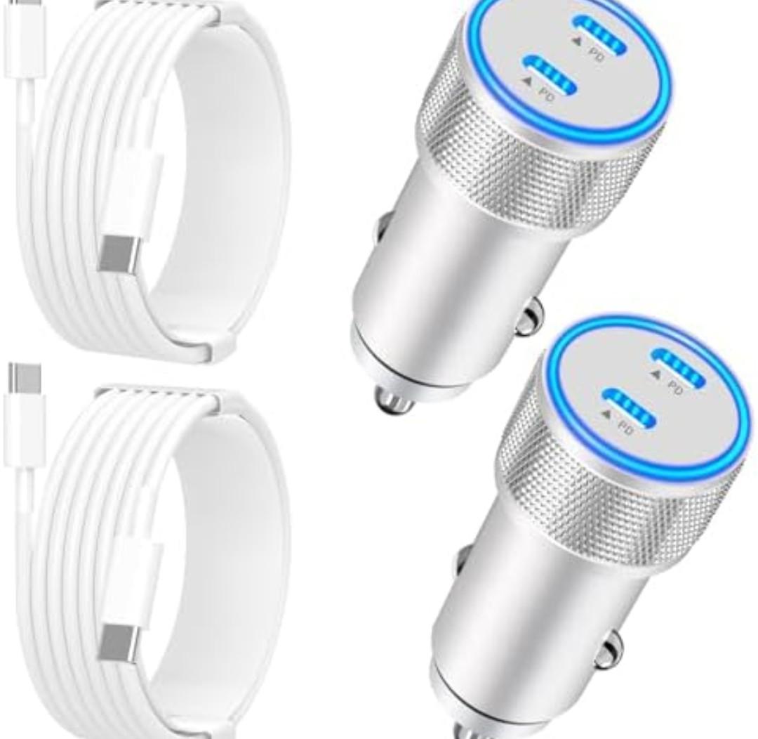 【MFi Certified】iPhone 17 Car Charger Fast Charging, BARMASO 2Pack 90W Dual PD Power Cigarette Lighter USB C Car Charger + Type-C Cable for iPhone 17/17 Air/17 Pro/17 Pro Max/16/15/Galaxy S25/S24/Pixel