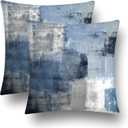 chiinvent Blue Velvet Abstract Pillow Covers Set of 2 Modern Accent Navy Gray Throw Pillow Cover Soft Elegant Decorative Couch Cushion Cover for Bed Living Room Outdoor Sofa Pillowcases 18x18 Inches