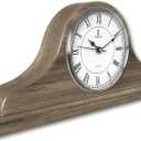 Mantel Clock Battery Operated - Grey Ash Wooden Farmhouse Mantle Clock for Living Room Decor Above Fireplace, Office, Shelf & Home Dcor Gift 15x7.5 - Silent Wood Mantel Clock for Living Room Table