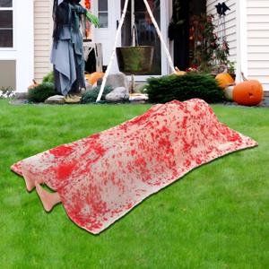 inin Scary Halloween Decorations Outdoor/Indoor,The Victim Corpse at Crime Scene Prop,Haunted House Decorations,Scary Party Decor,Halloween Dead Body Prop for Yard/Lawn/Garden.