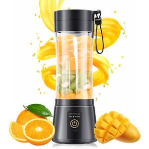 Portable Blender for Smoothies & Shakes - Cordless Personal Size Mini Blender with BAP Free Juice Cup, USB Rechargeable Suit for Sports/Picnic, Valentines Day Gift (Black)