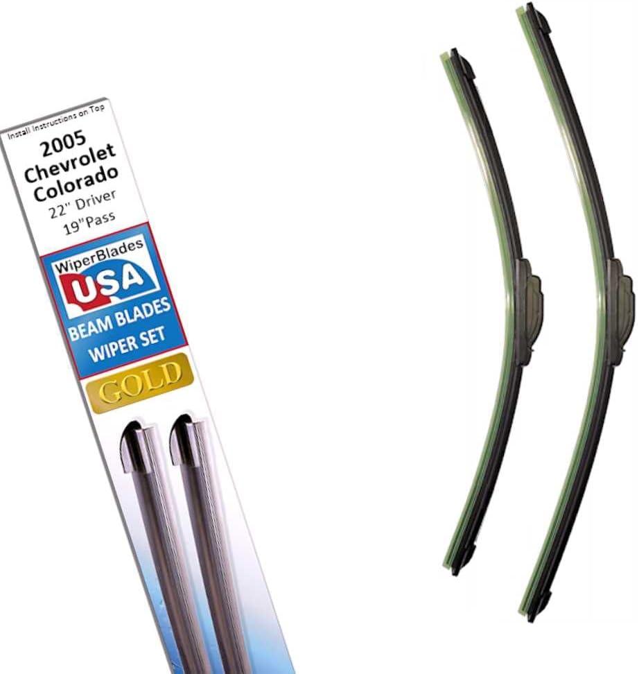 Gold Beam Wiper Blades Set for 2005 Chevrolet Colorado - 22" Driver Side + 19" Passenger Side - WiperBladesUSA Gold Beam Wiper Blades (2005 Set/2)