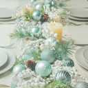 KI Store Seaform Green Christmas Balls 34pcs 2.36-Inch Christmas Tree Decoration Ornaments for Xmas Tree Holiday Wreath Garland Decor Ornaments Hooks Included