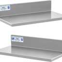 HALLY Stainless Steel Wall Shelf 8.6 x 16 Inches 44 lb, NSF Commercial Heavy Duty Wall Mount Floating Shelving for Restaurant, Kitchen, Home, Hotel and Bar, 2 Pack