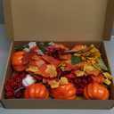 6 Pcs Fall Decorations - Fall Centerpieces with Artificial Pumpkins Maple Leaves Sunflowers Berries for Thanksgiving Dinner Table Fireplace Room Porch Fireplace Home Indoor Decor