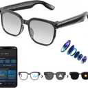 AI Smart Glasses with Camera,8MP Camera Glasses,1080P Anti-Shake Video Recording, Real Time Translation,AI Voice Assistant,Object Recognition,Bluetooth Sunglasses for Men Women(Photochromic Lenses)