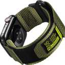 Nereides Compatible with Apple Watch Series 10 Band Series 9/ 8/ 7/ 6/ 5/ 4/ SE/ SE2/ Ultra 1/ 2, Nylon Sports Strap with Woven Design for 49mm/ 46mm/ 45mm/ 44mm (L, Army Green)