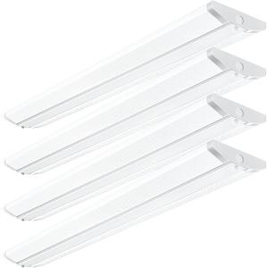 4FT LED Wraparound Light Fixture, Ultra Slim LED Shop Lights for Garage, 50W/6000LM/5000K, 4 Foot Flush Mount Ceiling Wrap Light for Office Kitchen, Fluorescent Tube Replacement, 4 Pack