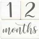 Premium Solid Wood Baby Milestone Age Blocks + Gift Box | Soft White Stained Natural Pine | Weeks Months Years Grade Newborn Photo Props | Perfect Pregnancy Gift and Keepsake, Month Photos